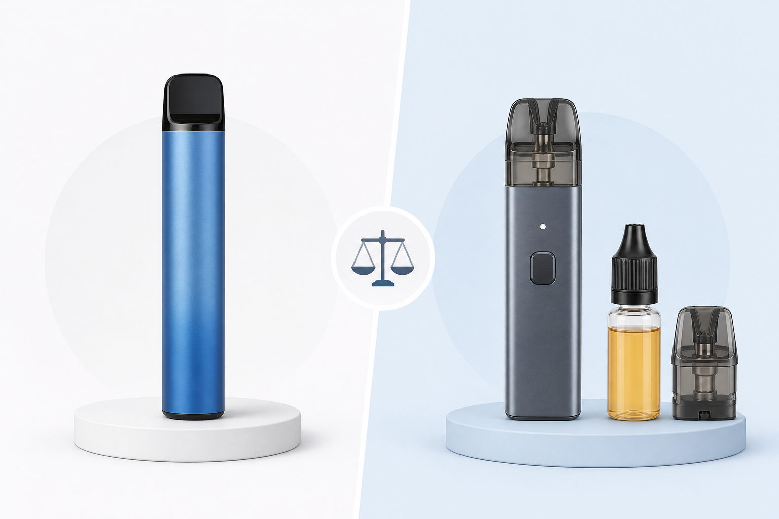 拋棄式電子煙與換彈式主機並排對比